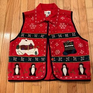 Paul Harris Red Festive Vest with Embroidery